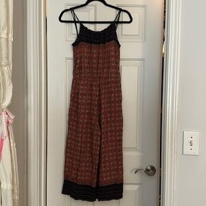 Forever 21 red and blue boho printed spaghetti strap jumpsuit small festival